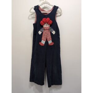 VTG. 70's‎ The Pond Navy Corduroy Toddler Overalls Embroidered Yarn Clown Size 5